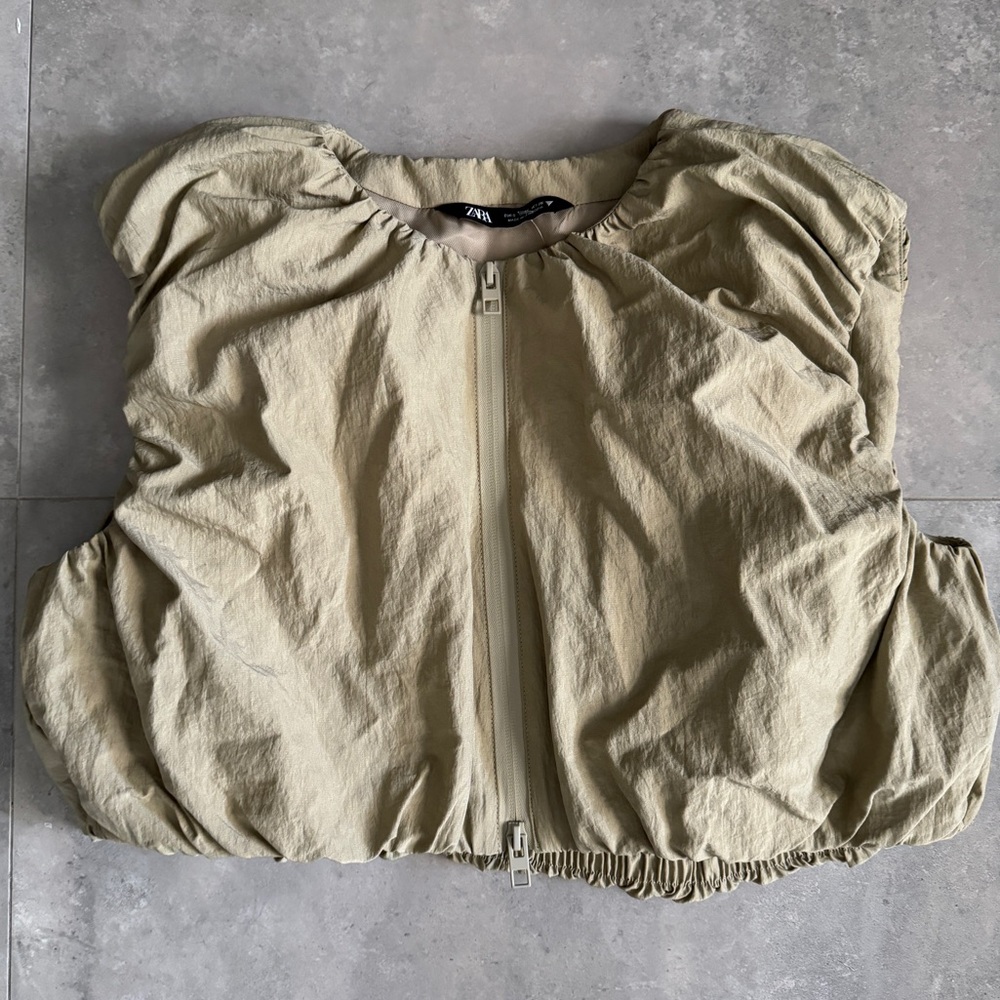 Zara Cropped Sporty Zip Top | S
